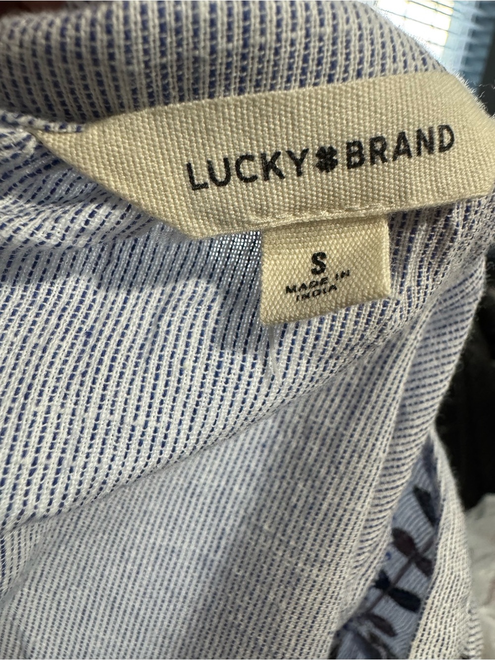 Lucky Brand Light Blue Embroidered Tie-Neck Blouse - Picture 2 of 4